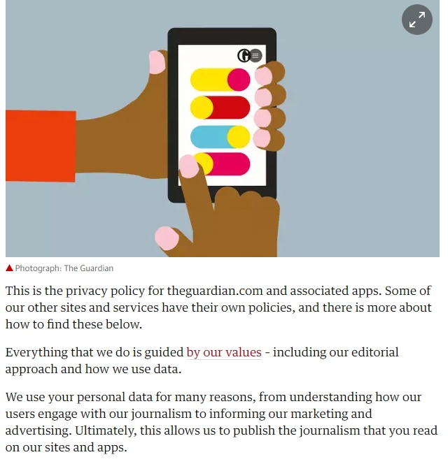 The Guardian Privacy Policy intro clause excerpt