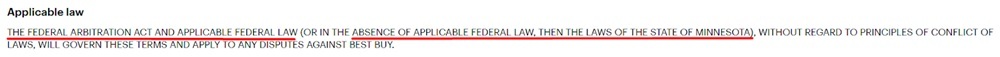 Best Buy Terms and Conditions Applicable law clause